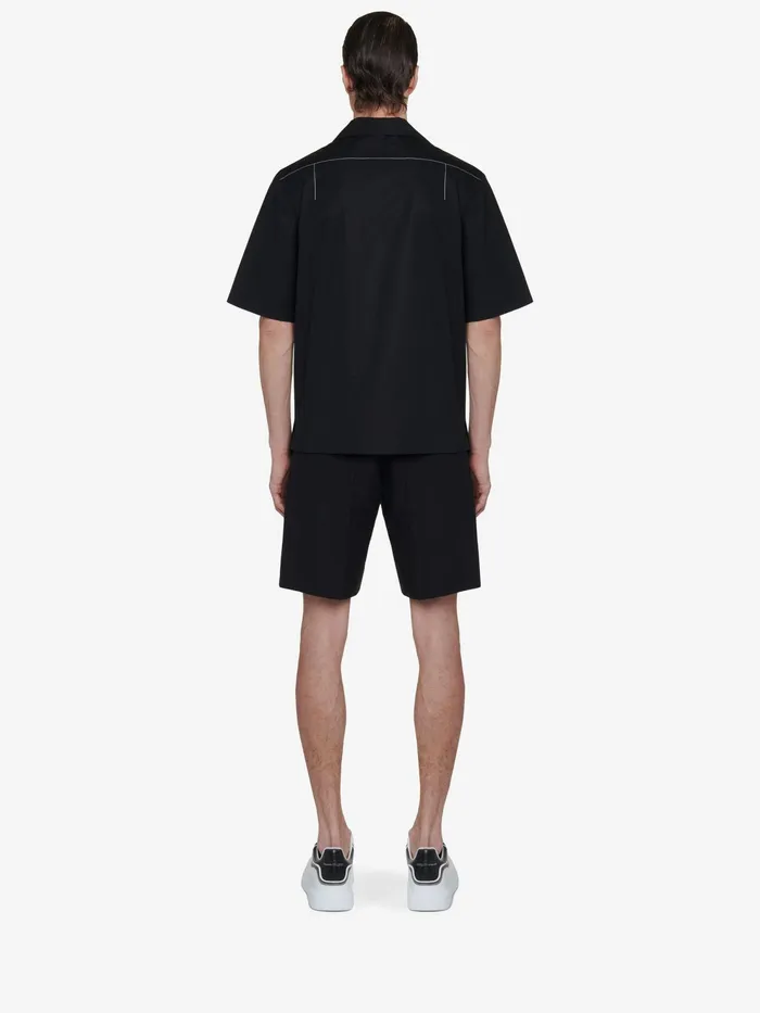 Men Shirts Alexander McQueen Contrast Stitch Hawaiian Shirt Black