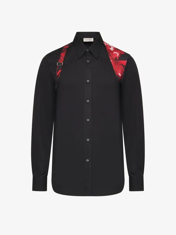 Men Shirts Alexander McQueen Wax Flower Harness Shirt Black