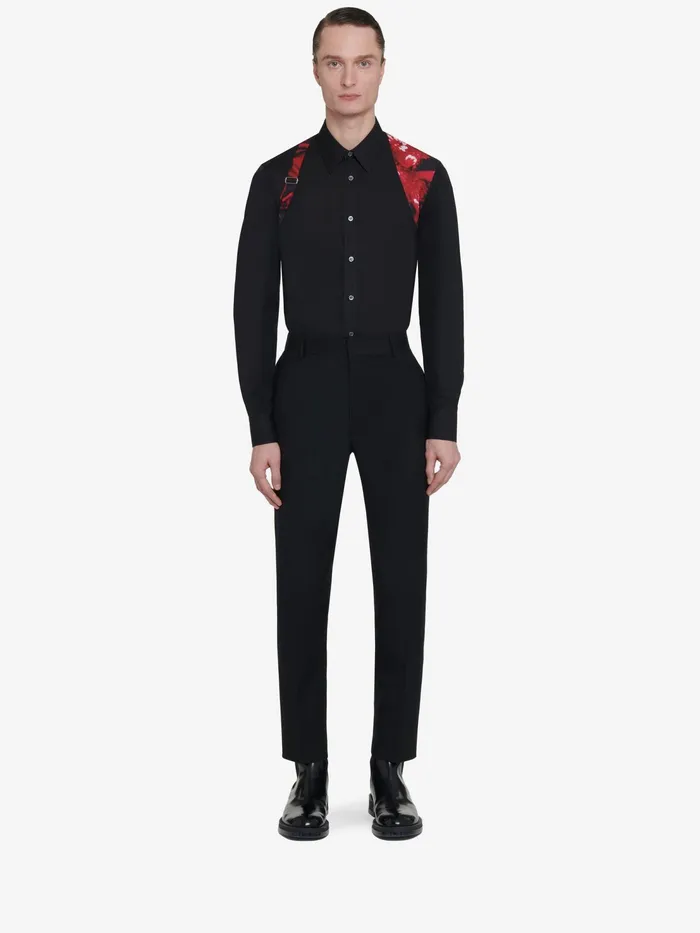 Men Shirts Alexander McQueen Wax Flower Harness Shirt Black