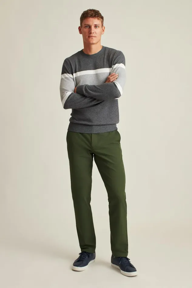 Men Soft Air Golf Sweater Charcoal Chest Stripe Bonobos Crew and VNeck Sweaters