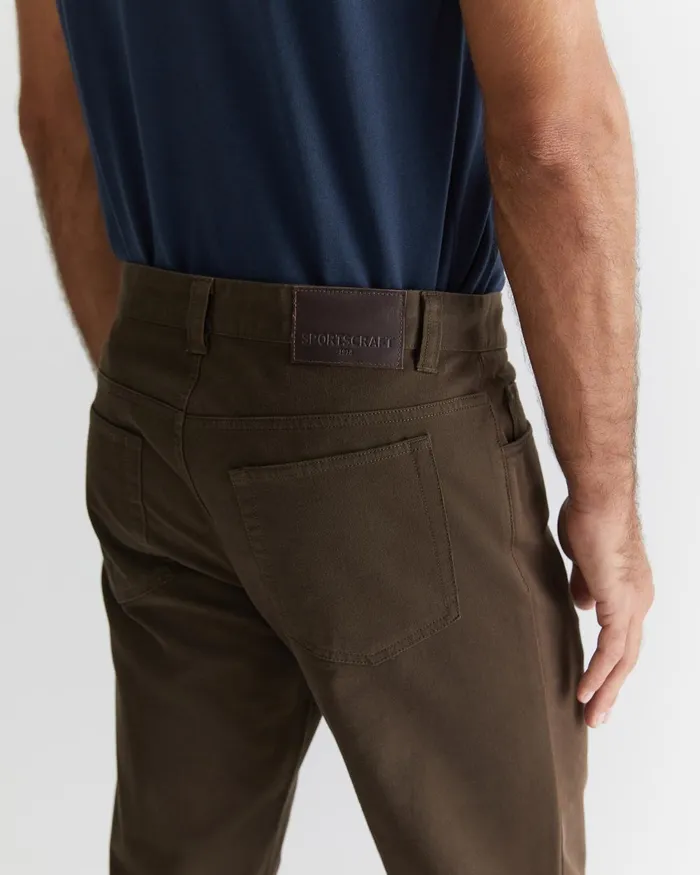 Men Sportscraft Pants Bedford Jean Chocolate