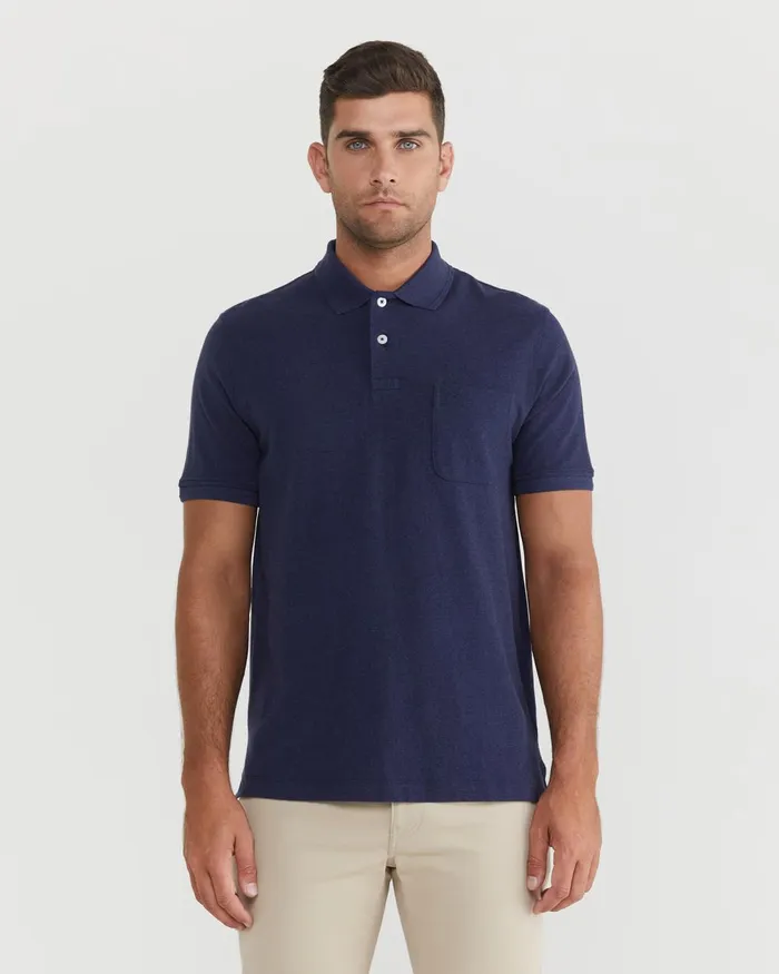 Men Sportscraft TShirts and Polos Pique Polo Melange Ink Melange