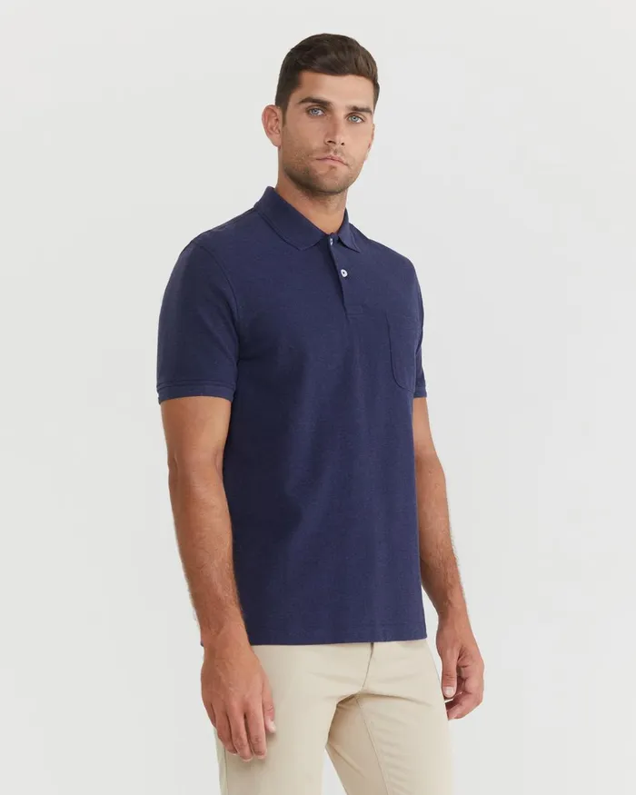 Men Sportscraft TShirts and Polos Pique Polo Melange Ink Melange
