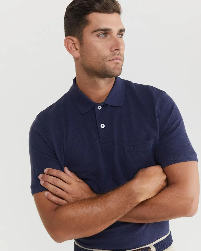 Men Sportscraft TShirts and Polos Pique Polo Melange Ink Melange