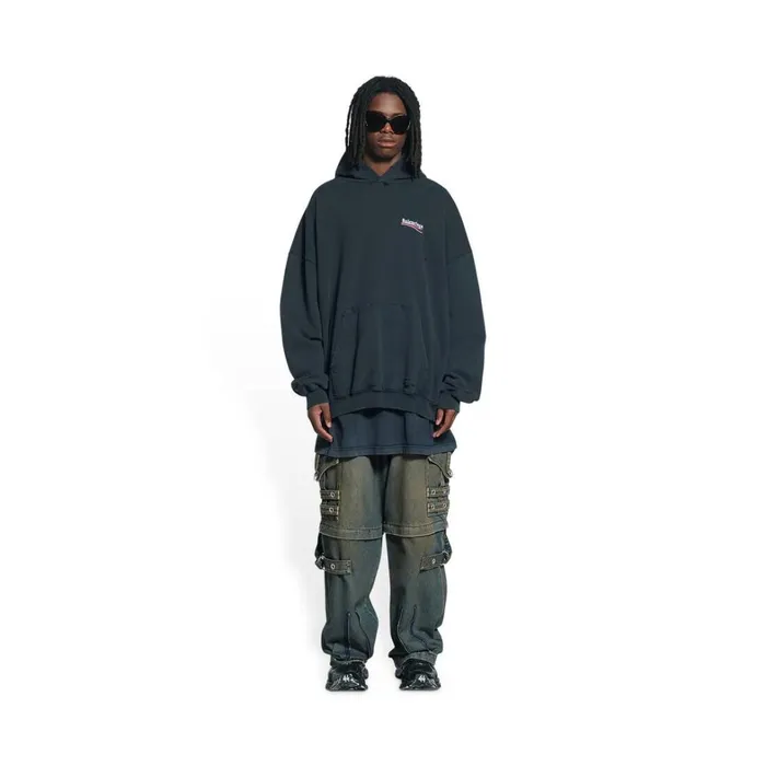 Men Sweatshirts and Hoodies Balenciaga Political Campaign Hoodie Large Fit In Black