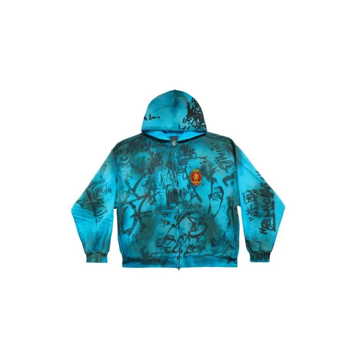 Men Sweatshirts and Hoodies Balenciaga Skater Zipup Hoodie Medium Fit In Blue Sky