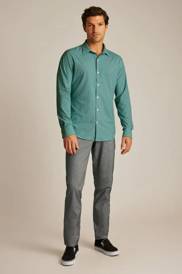 Men Tech Button Down Shirt Fern Plaid Bonobos Casual Shirts