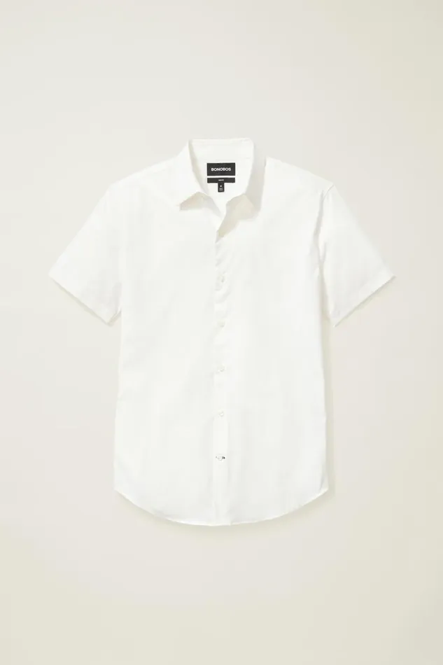 Men Tech Short Sleeve Shirt White Bonobos Short Sleeve Shirts