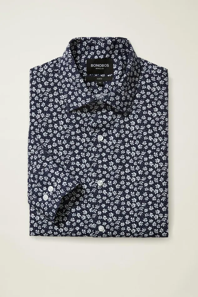Men The Desk To Dinner Shirt Navy Bernard Floral Bonobos Business Casual Shirts