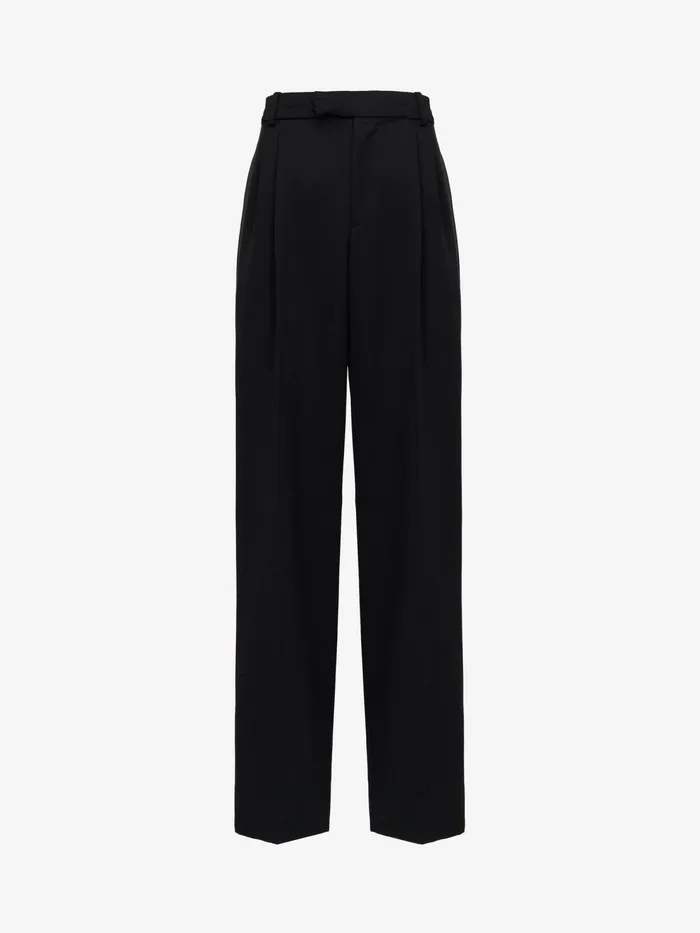 Men Trousers Alexander McQueen Pleated Baggy Trousers Black