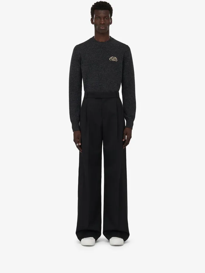 Men Trousers Alexander McQueen Pleated Baggy Trousers Black