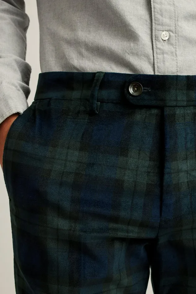 Men Velvet Trousers Blackwatch Plaid Bonobos Dress Pants
