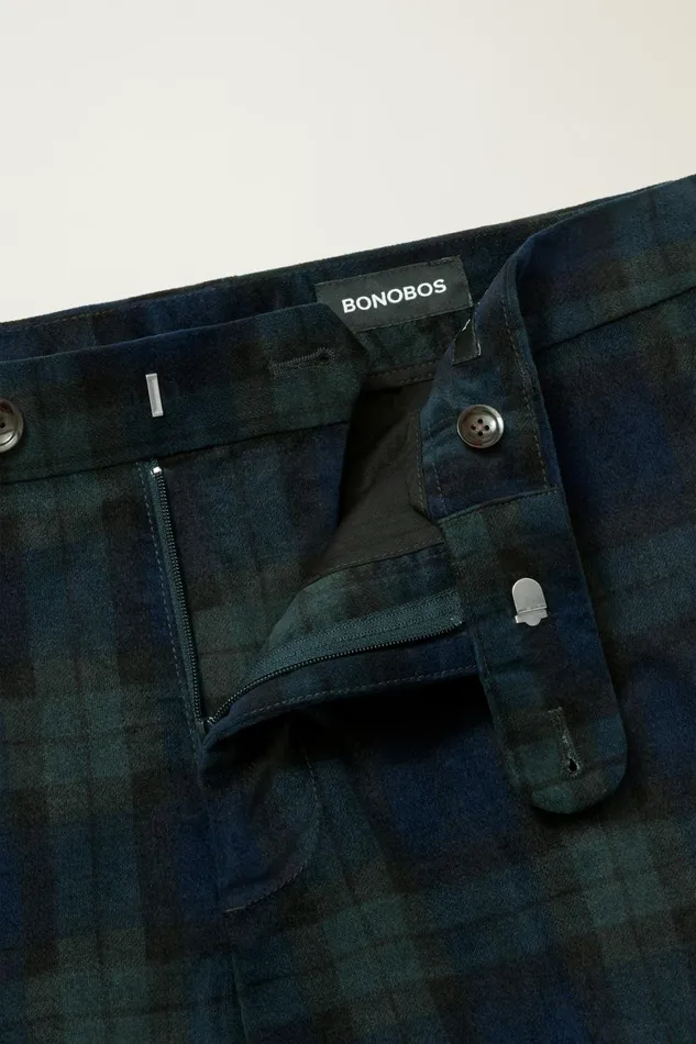 Men Velvet Trousers Blackwatch Plaid Bonobos Dress Pants