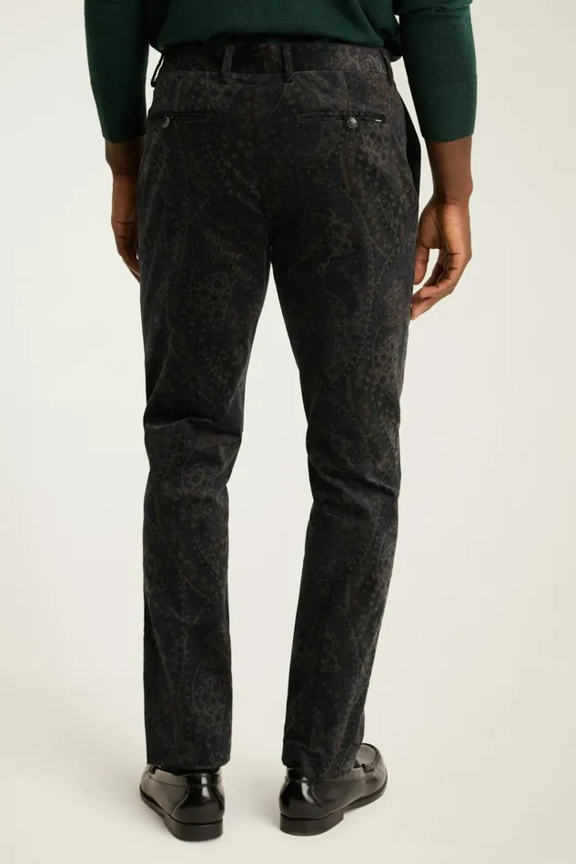 Men Velvet Trousers Navy Paisley Bonobos Dress Pants