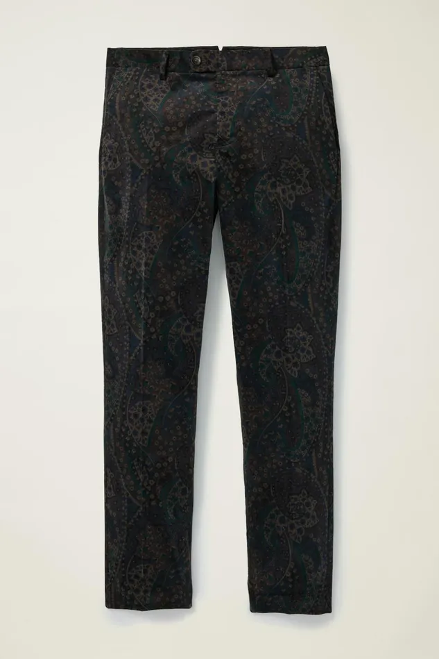 Men Velvet Trousers Navy Paisley Bonobos Dress Pants