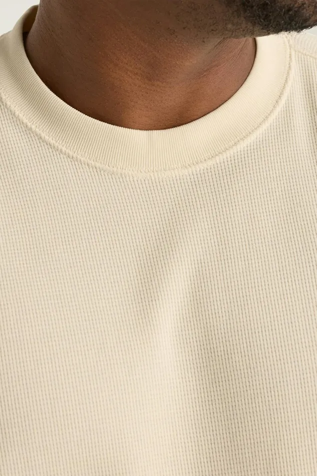 Men Waffle Crew Antique White Bonobos Long Sleeve Tees