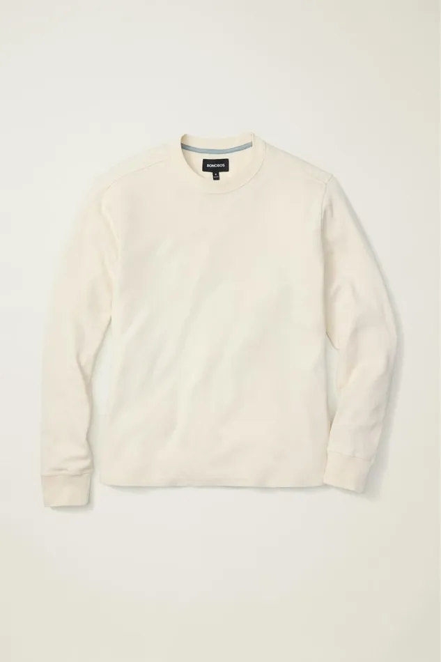 Men Waffle Crew Antique White Bonobos Long Sleeve Tees