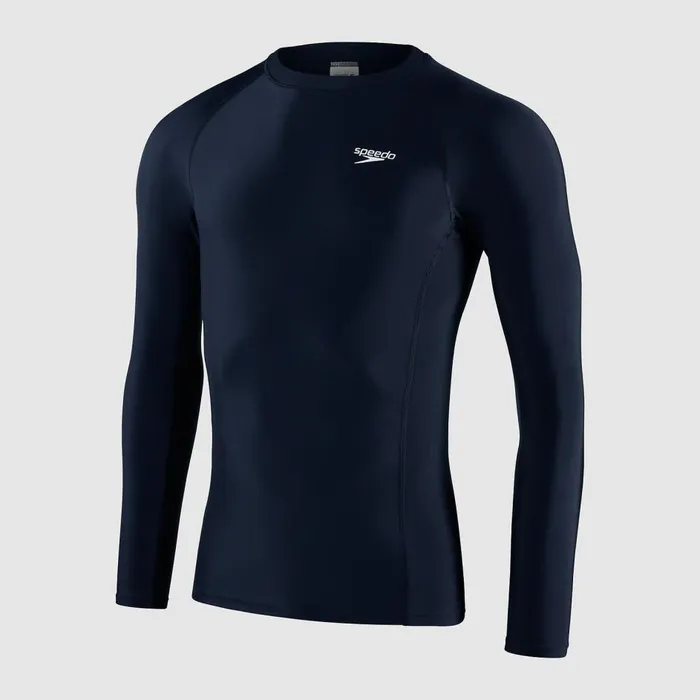 Men Wetsuits and Trisuits Speedo Men039s Essential Long Sleeve Rash Top NavyWhite