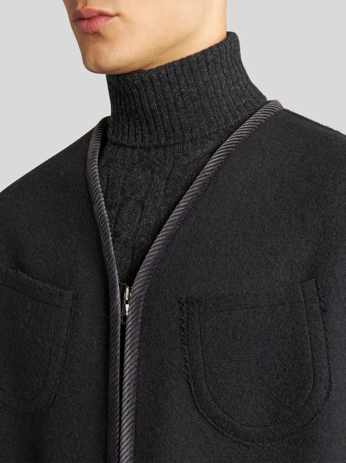 Men Wool Cloth Jacket With Drawstring Etro Coats And Outerwear