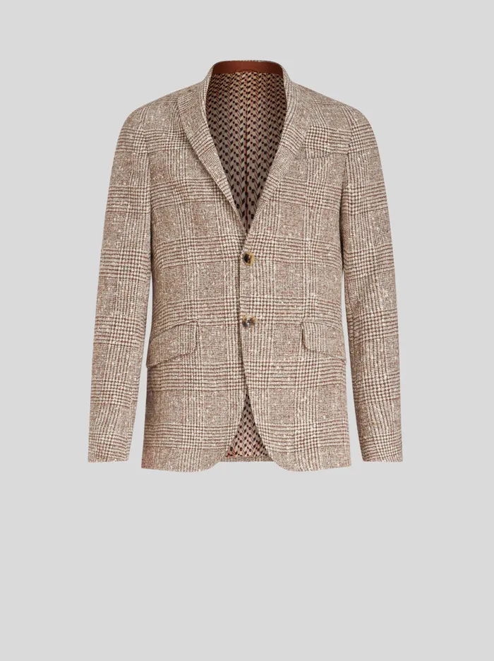 Men Wool Jacket With Check Working Etro Jackets