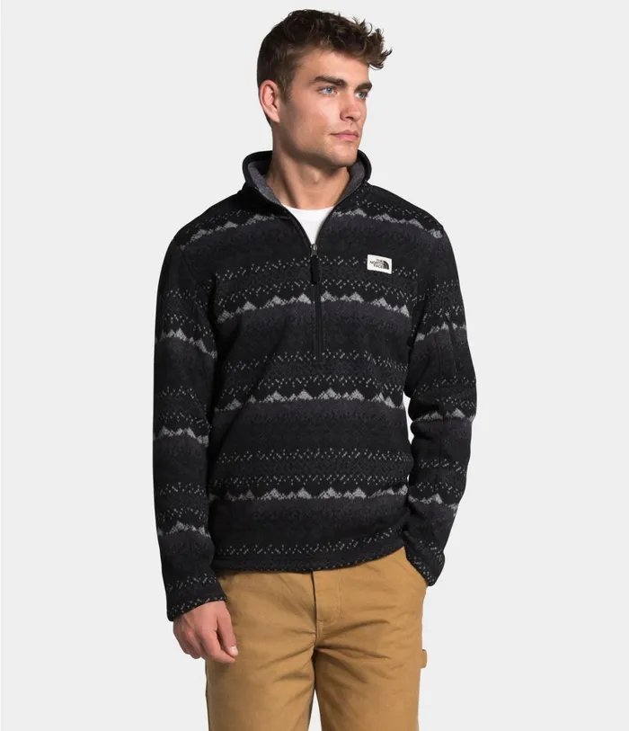 Mens Gordon Lyons Novelty Zip Pullover Tnf Black Landscape Print The North Face Fleece