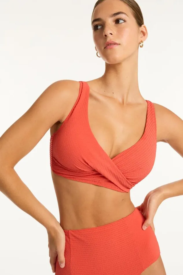Messina Cross Front Multifit Bra Messina Flame Women Sea Level Tops