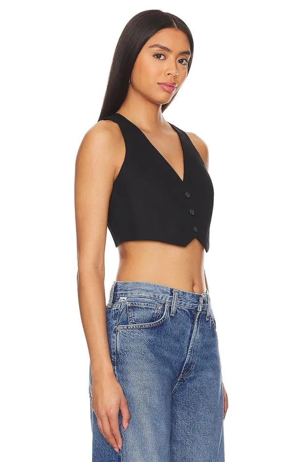 Miley Crop Vest Black Women Lovers and Friends Tops
