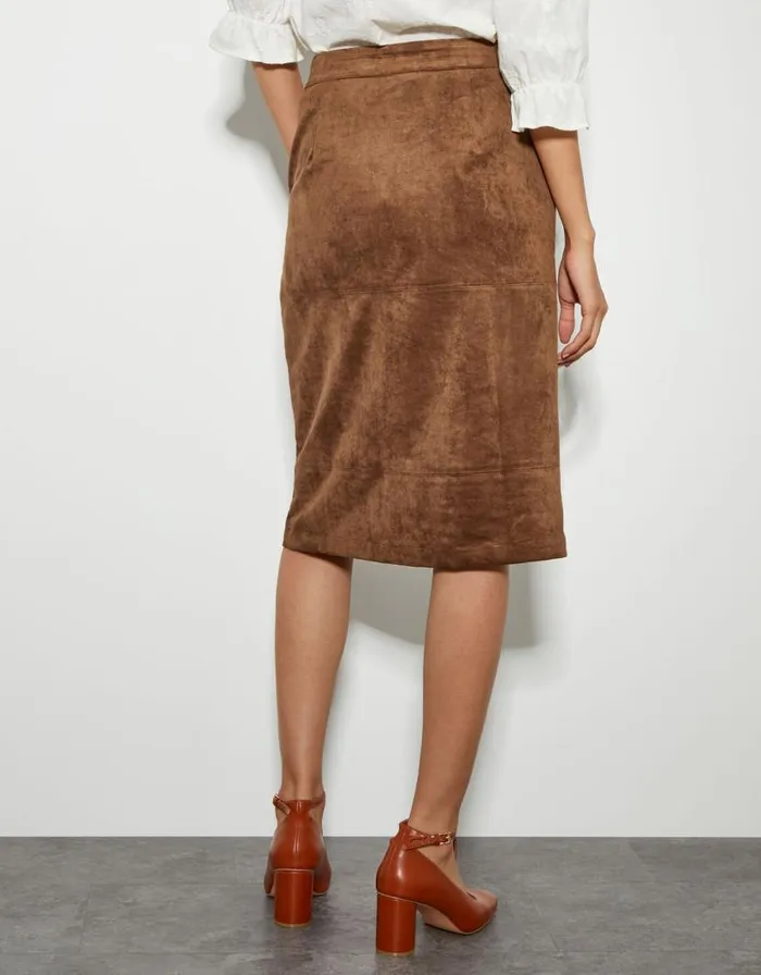 Monsoon Amber Suedette Pencil Skirt Brown Women Casualwear Monsoon Amber Suedette Pencil Skirt Brown Women Casualwear