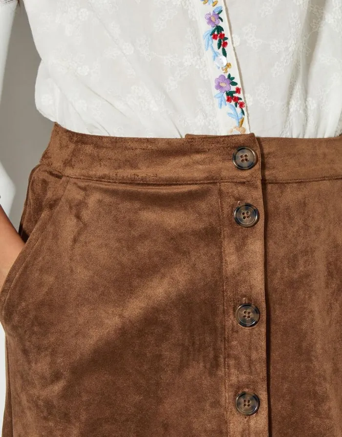 Monsoon Amber Suedette Pencil Skirt Brown Women Casualwear Monsoon Amber Suedette Pencil Skirt Brown Women Casualwear