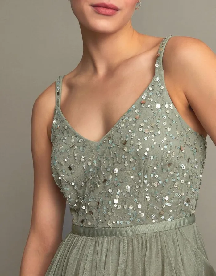 Monsoon Autumn Embellished Maxi Dress Green Women Occasionwear Monsoon Autumn Embellished Maxi Dress Green Women Occasionwear