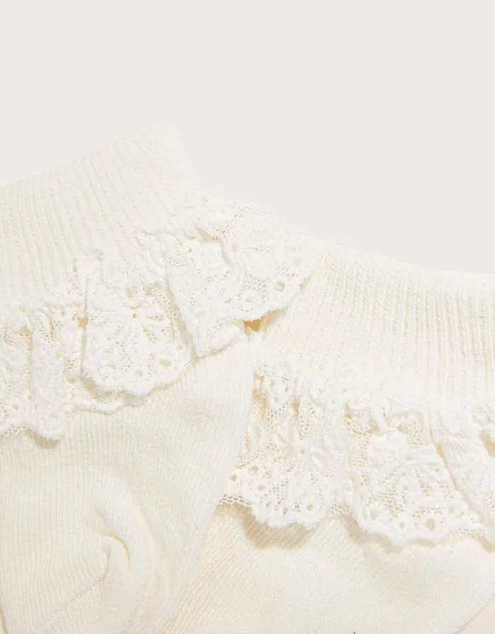 Monsoon Baby Olivia Bow Lace Socks Ivory Children Girls039 Tights and Socks