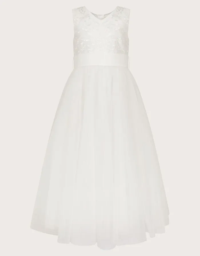 Monsoon Bernadette Tulle Maxi Dress Ivory Children Dresses