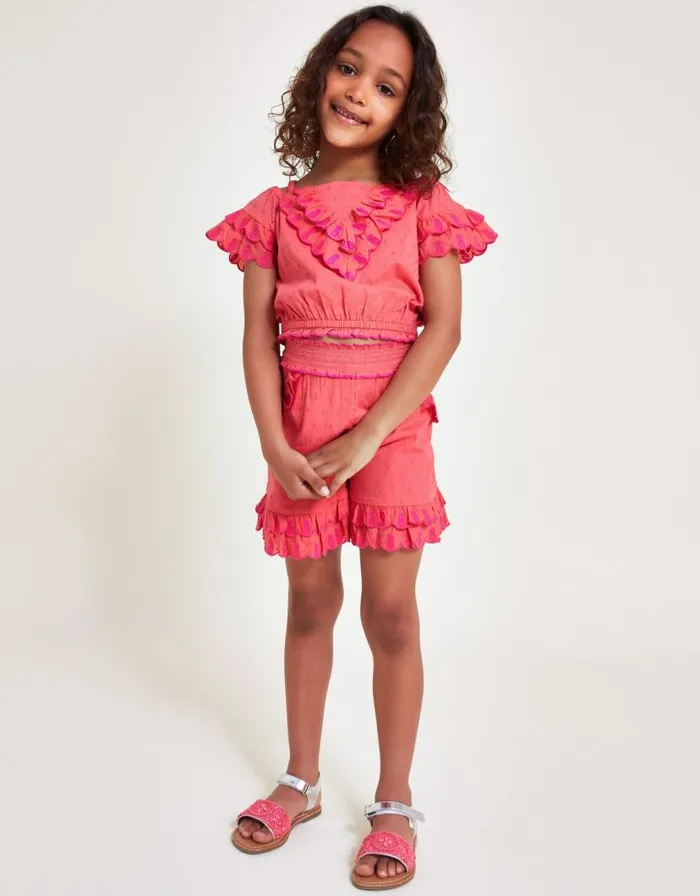Monsoon Boutique Pineapple Embroidered Top Orange Children Tops and Tshirts