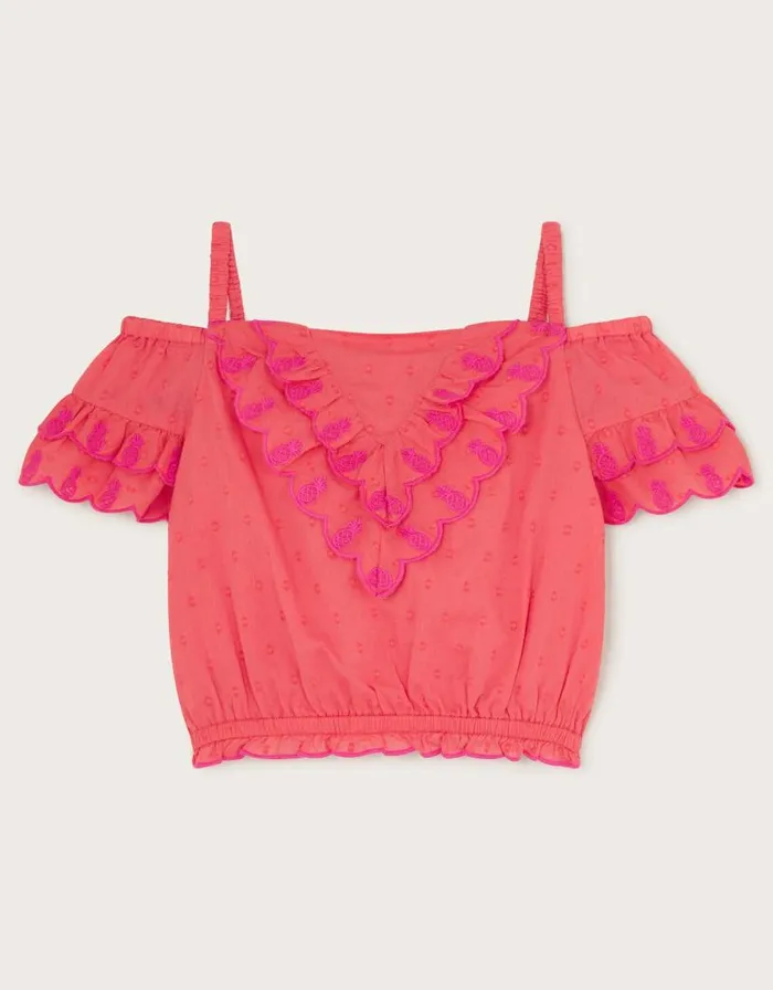 Monsoon Boutique Pineapple Embroidered Top Orange Children Tops and Tshirts Monsoon Boutique Pineapple Embroidered Top Orange Children Tops and Tshirts