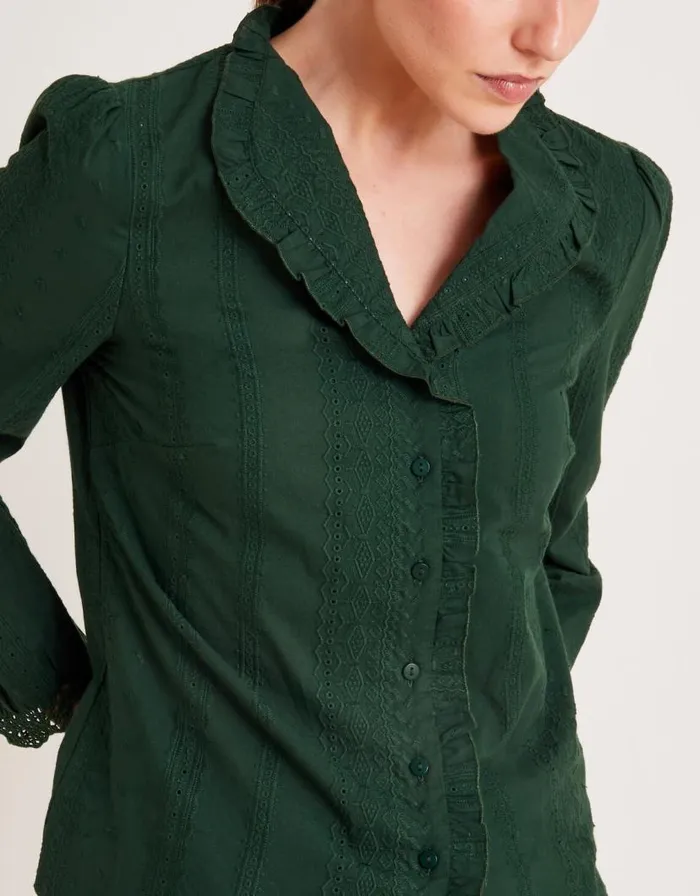 Monsoon Cora Embroidered Shirt Green Women Casualwear Monsoon Cora Embroidered Shirt Green Women Casualwear