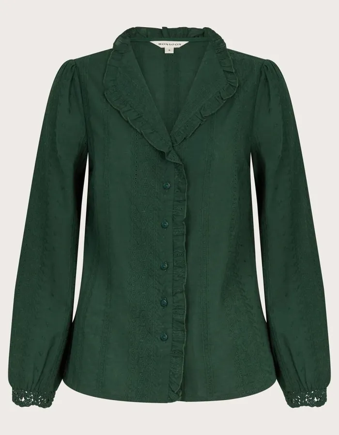 Monsoon Cora Embroidered Shirt Green Women Casualwear Monsoon Cora Embroidered Shirt Green Women Casualwear