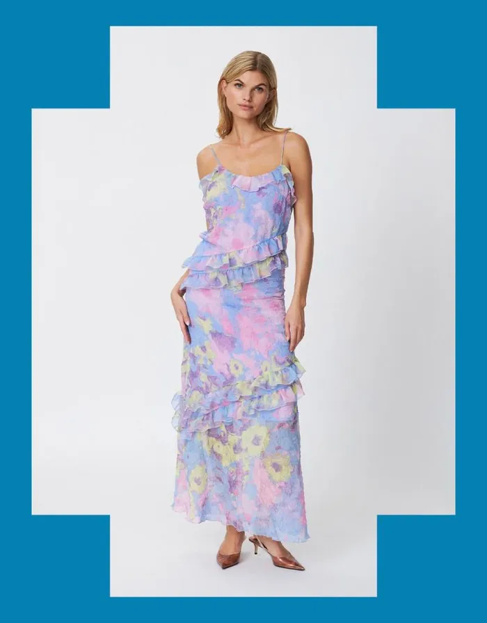 Monsoon Crs Sleeveless Tie Dye Textured Maxi Dress Purple Women Occasion Dresses