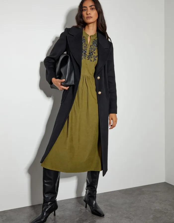 Monsoon Edith Corduroy Ruffle Dress Green Women Casualwear Monsoon Edith Corduroy Ruffle Dress Green Women Casualwear