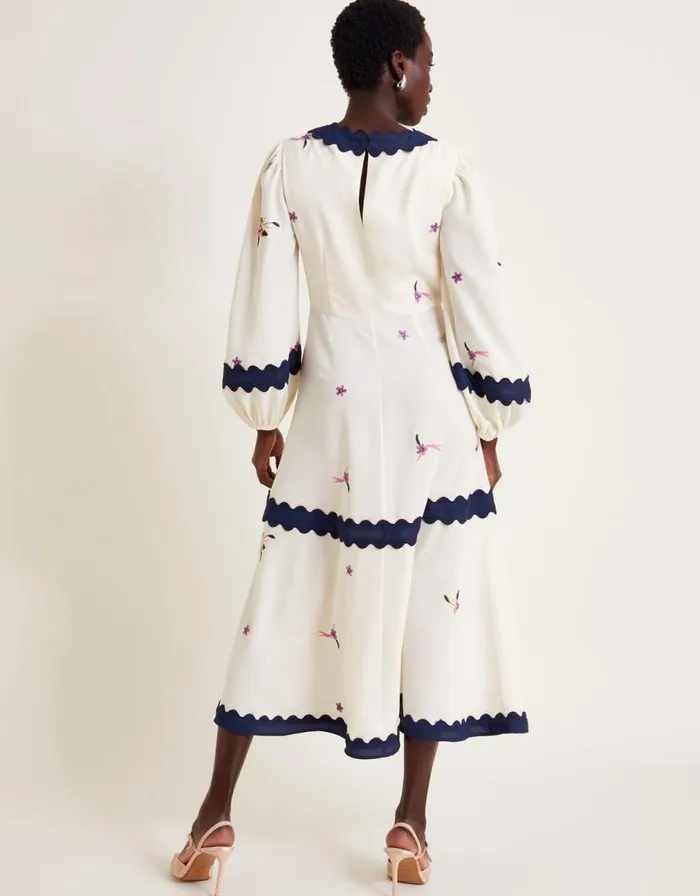 Monsoon Emma Embroidered Dress Ivory Women Occasionwear Monsoon Emma Embroidered Dress Ivory Women Occasionwear