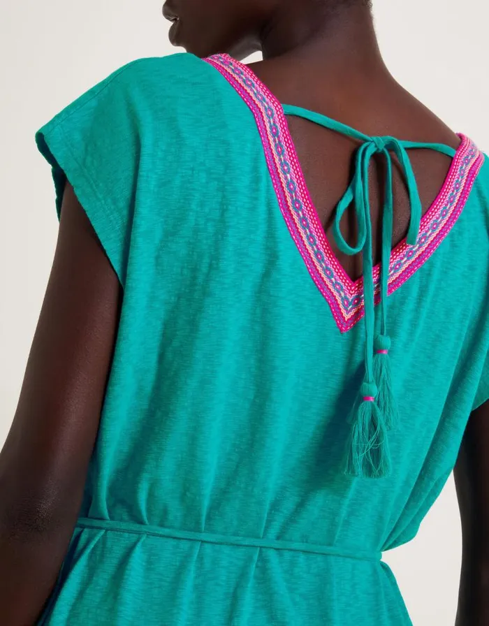 Monsoon Estela Embroidered Jersey Kaftan Dress Teal Women Beachwear and Swimwear Monsoon Estela Embroidered Jersey Kaftan Dress Teal Women Beachwear and Swimwear