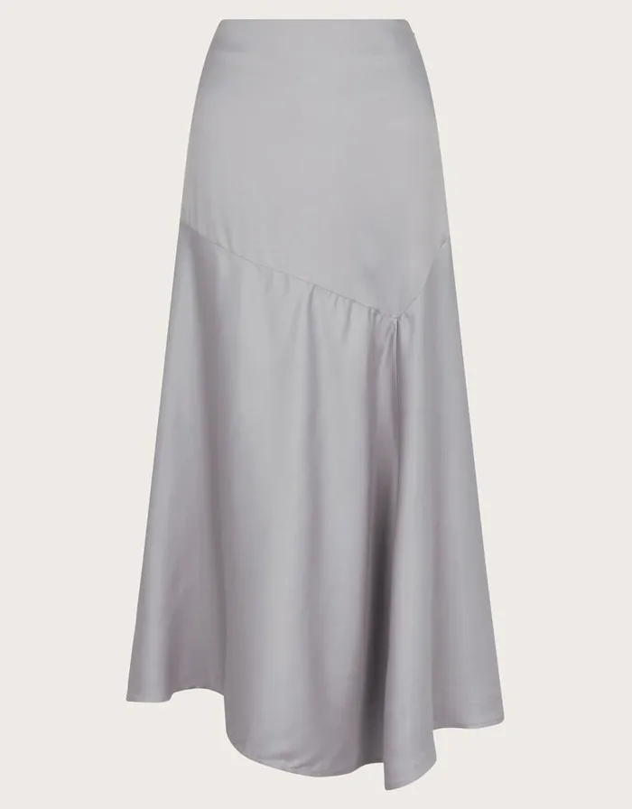 Monsoon Fran Flared Satin Skirt Silver Women Skirts Monsoon Fran Flared Satin Skirt Silver Women Skirts