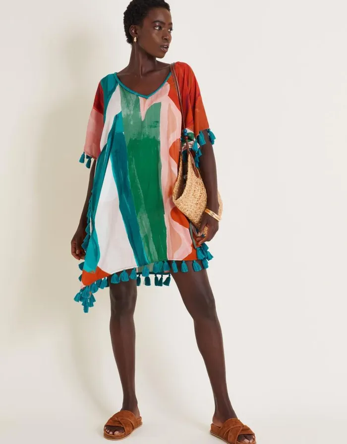 Monsoon Ivy Abstract Print Kaftan Dress Brown Women Beachwear and Swimwear Monsoon Ivy Abstract Print Kaftan Dress Brown Women Beachwear and Swimwear