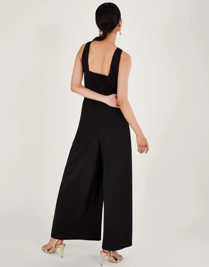 Monsoon Jersey Smart Crossover Jumpsuit Black Women Casualwear Monsoon Jersey Smart Crossover Jumpsuit Black Women Casualwear