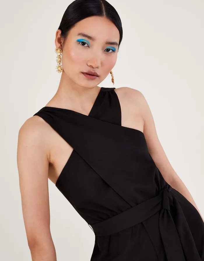 Monsoon Jersey Smart Crossover Jumpsuit Black Women Casualwear Monsoon Jersey Smart Crossover Jumpsuit Black Women Casualwear