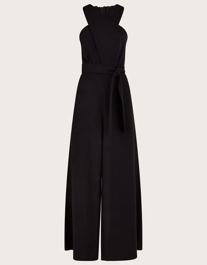 Monsoon Jersey Smart Crossover Jumpsuit Black Women Casualwear Monsoon Jersey Smart Crossover Jumpsuit Black Women Casualwear