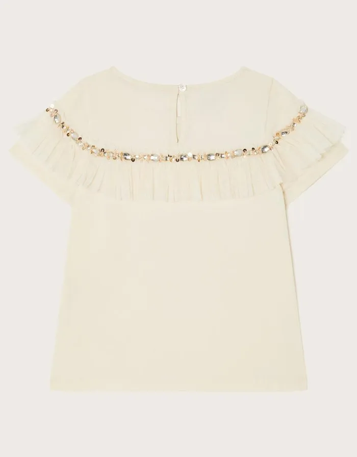 Monsoon Jewel Yoke TShirt Ivory Children Tops and Tshirts Monsoon Jewel Yoke TShirt Ivory Children Tops and Tshirts
