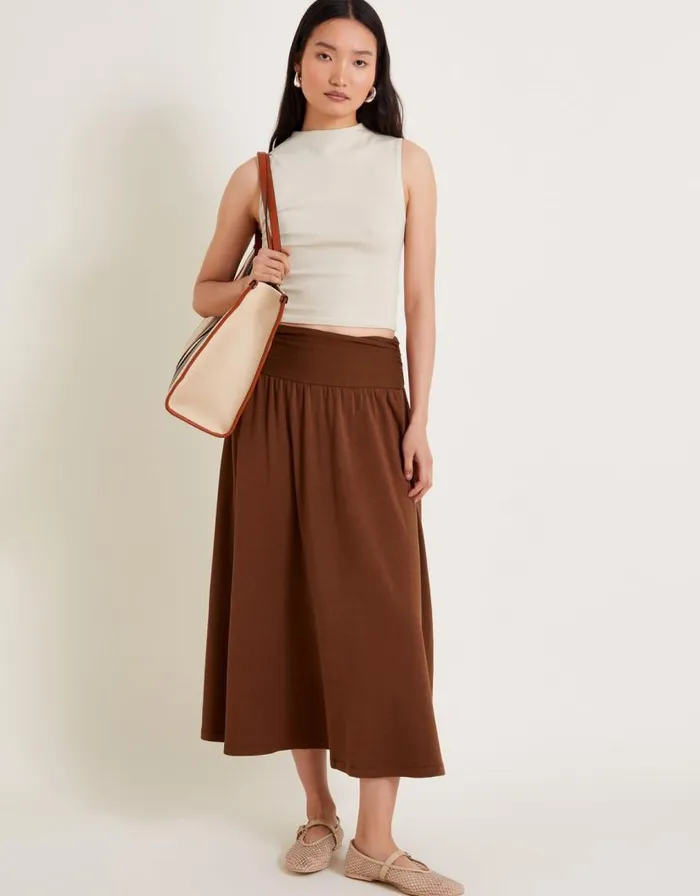 Monsoon Jourdana Jersey Midi Skirt Brown Women Casualwear Monsoon Jourdana Jersey Midi Skirt Brown Women Casualwear