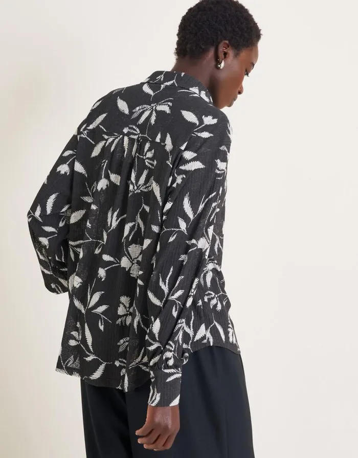 Monsoon Kiah Printed Jersey Shirt Black Women Tops and Blouses Monsoon Kiah Printed Jersey Shirt Black Women Tops and Blouses