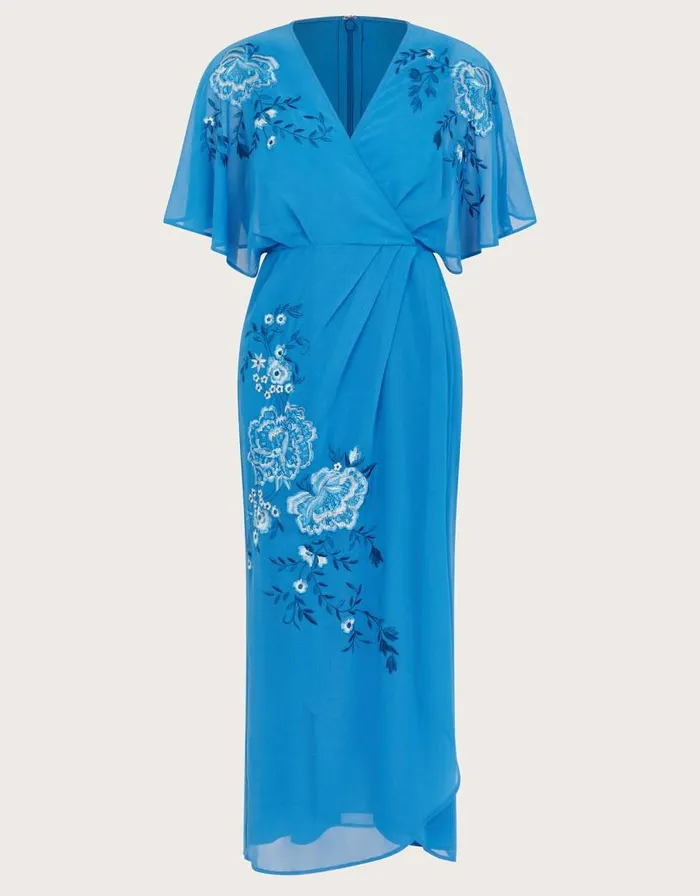 Monsoon Lyla Floral Embellished Midi Dress Blue Women Occasionwear Monsoon Lyla Floral Embellished Midi Dress Blue Women Occasionwear