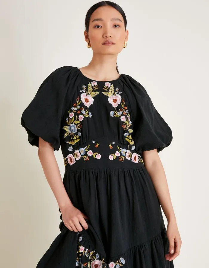 Monsoon Margot Tea Dress Black Women Midi Dresses Monsoon Margot Tea Dress Black Women Midi Dresses